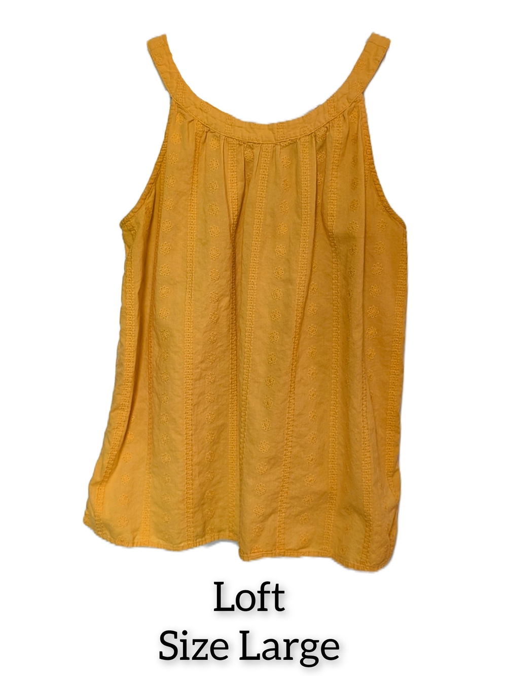 LOFT Mustard Yellow Eyelet Sleeveless Camisole